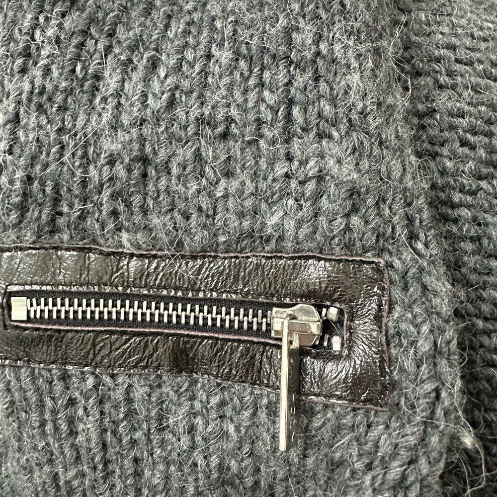 Tory Burch Luxe Wool Blend Faux Fur Collar Sweater Jacket Size M - Picture 9 of 9